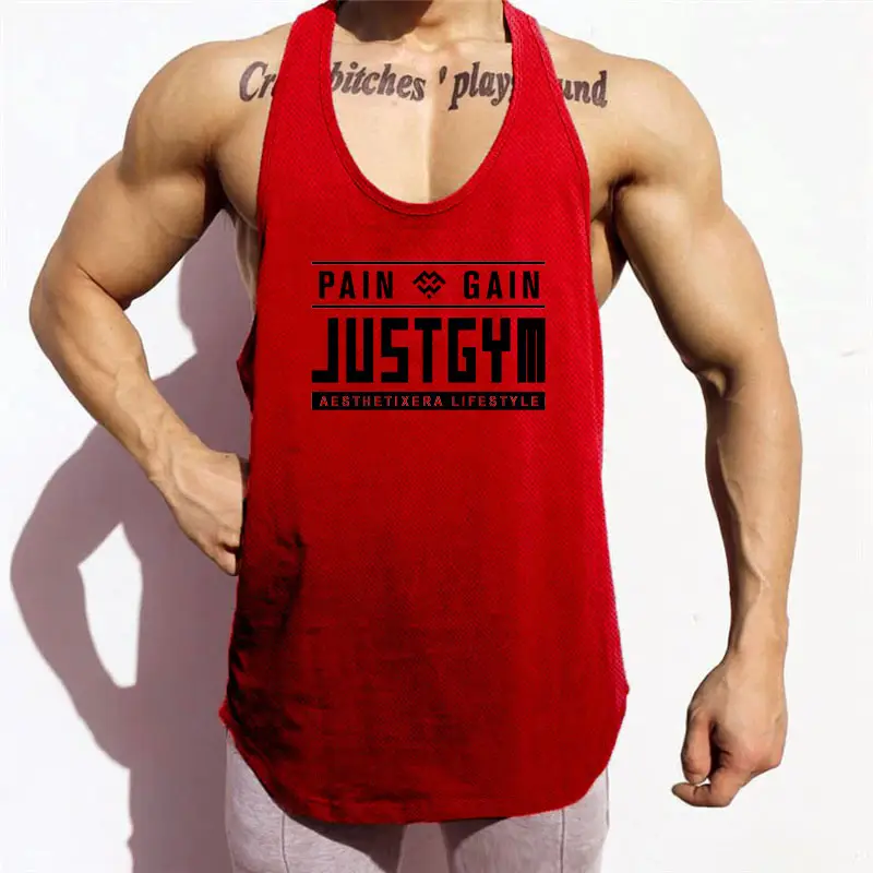 Men's Black Jersey Sports Vest Large I-Back Sleeveless T-Shirt