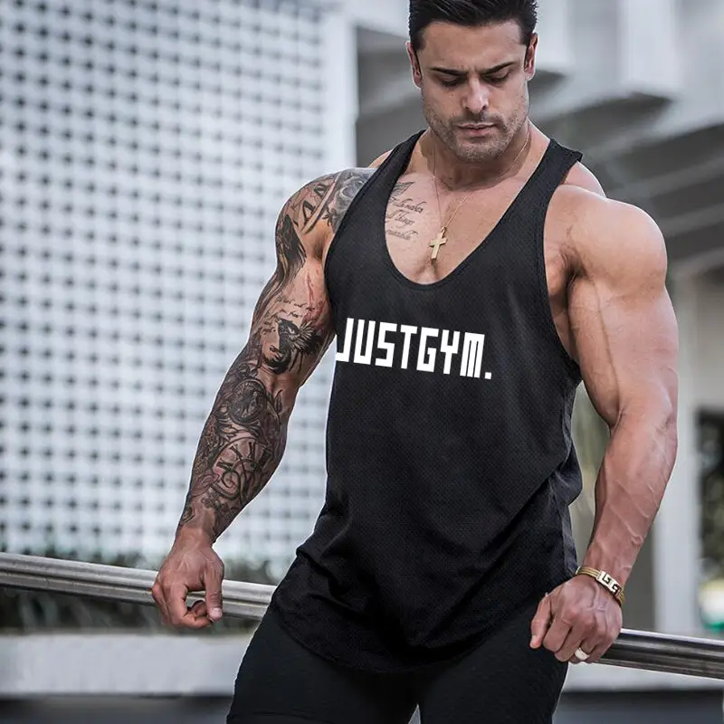 Men's Yellow Muscle Tank Vest Just Gym Mesh Quick Dry - Image 10