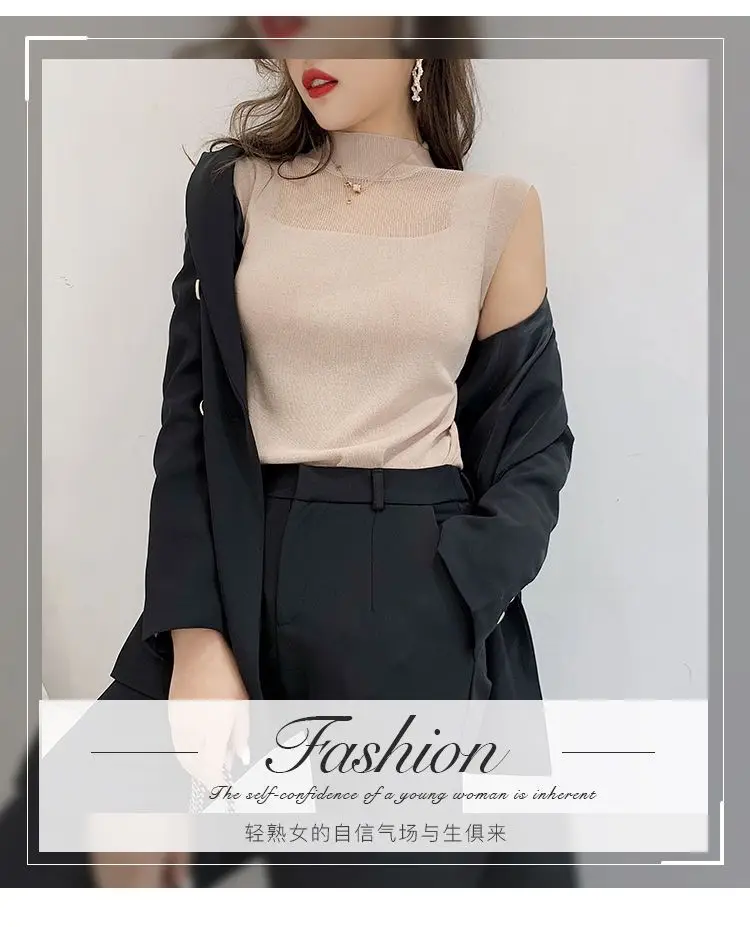 Silk Knitted Sleeveless T-Shirt Grey Round Neck — feature 4