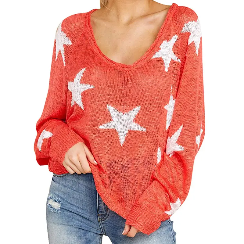 Five-pointed star pattern knitted sweater for women - Image 6