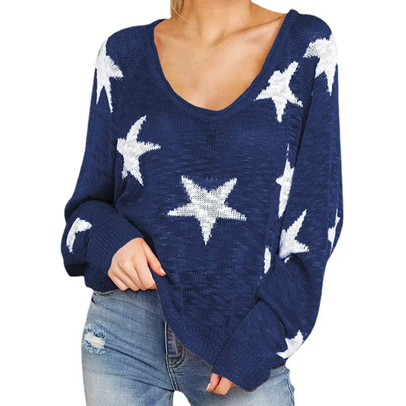 Five-pointed star pattern knitted sweater for women - Image 7