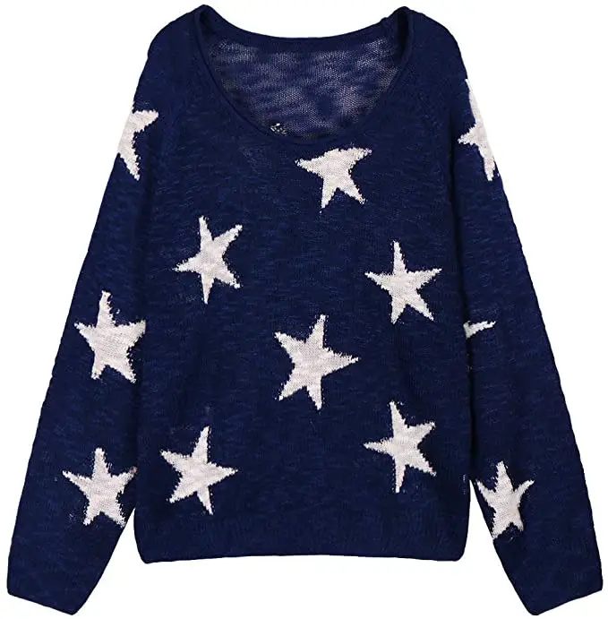 Five-pointed star pattern knitted sweater for women - Image 2