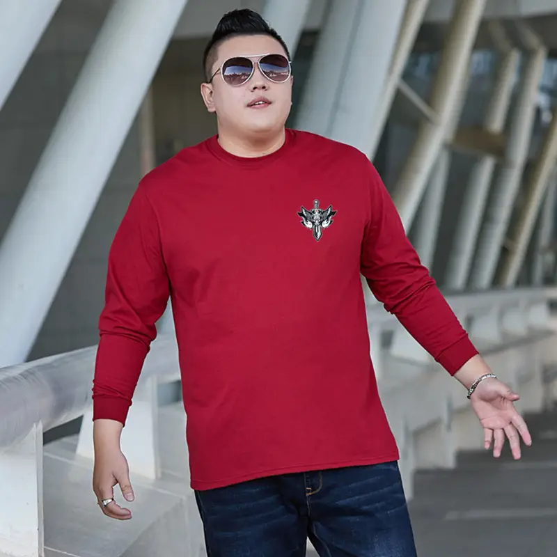Men Red Long Sleeve T-Shirt with Logo