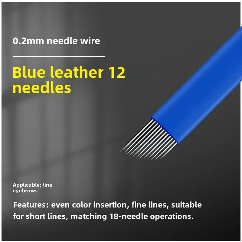 Black Leather 18 Needle Tattoo Needles for Manual Eyebrow Shaping - Image 11