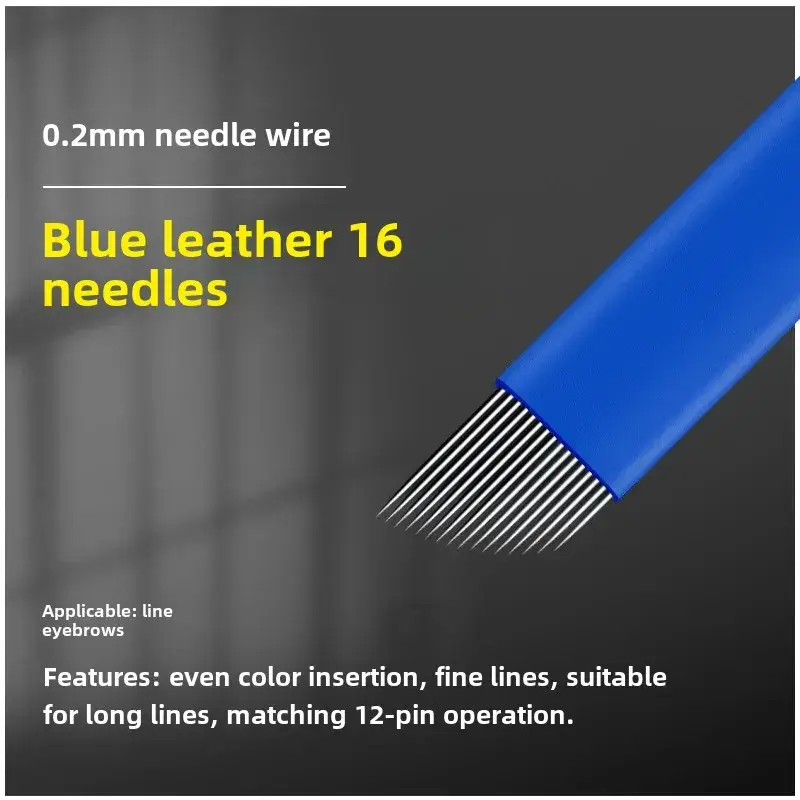 Black Leather 18 Needle Tattoo Needles for Manual Eyebrow Shaping - Image 13