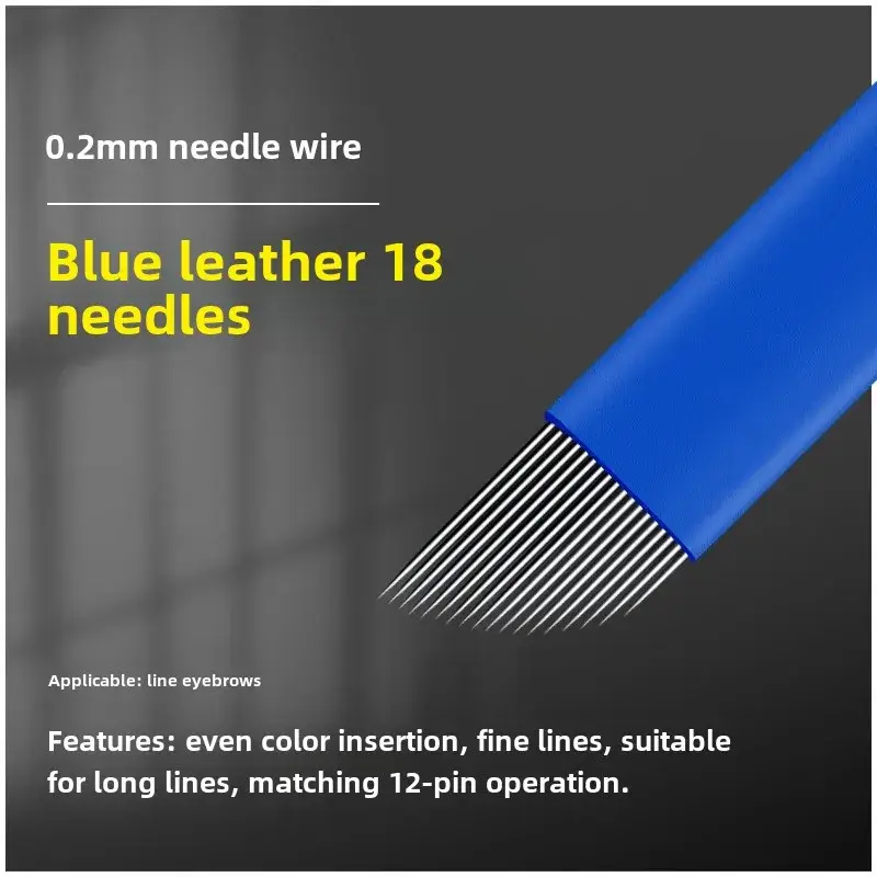 Black Leather 18 Needle Tattoo Needles for Manual Eyebrow Shaping - Image 14
