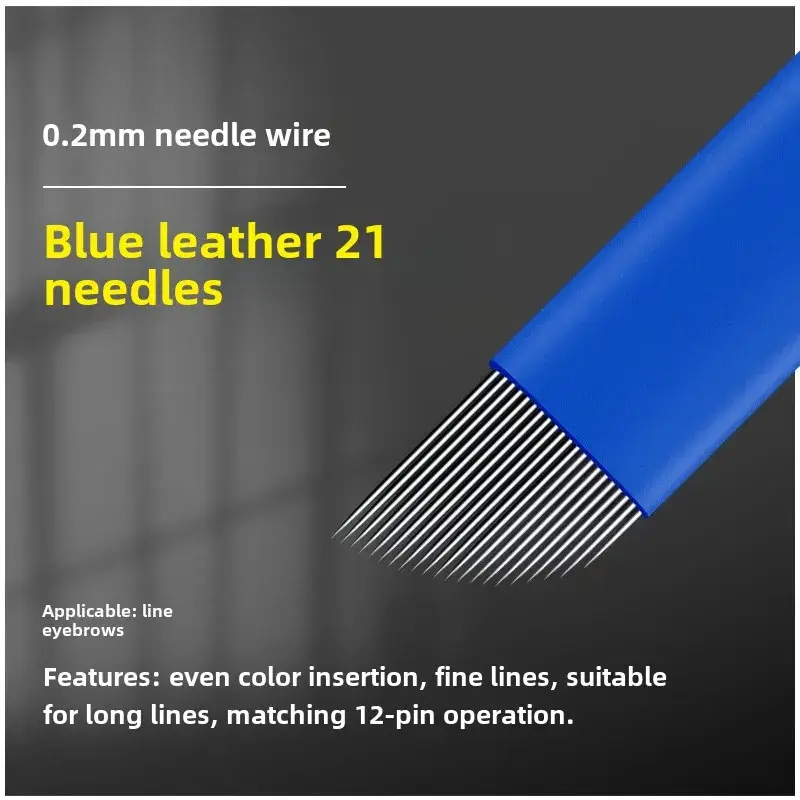 Black Leather 18 Needle Tattoo Needles for Manual Eyebrow Shaping - Image 16