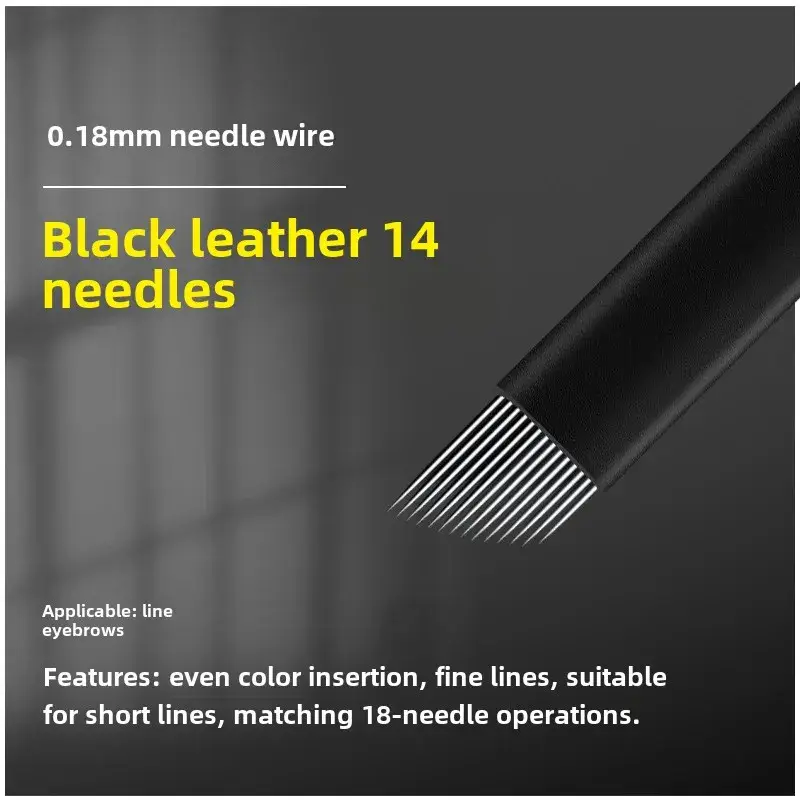 Black Leather 18 Needle Tattoo Needles for Manual Eyebrow Shaping - Image 2