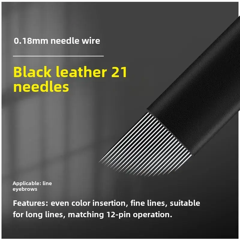 Black Leather 18 Needle Tattoo Needles for Manual Eyebrow Shaping - Image 6