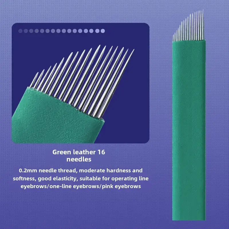 Black Leather 18 Needle Tattoo Needles for Manual Eyebrow Shaping - Image 7