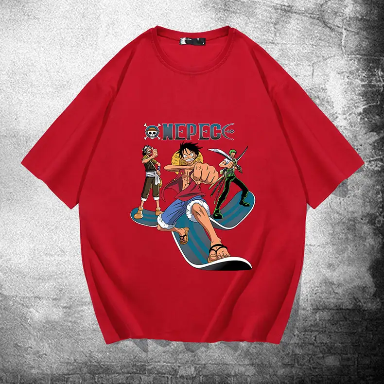 Men Anime Printed T-Shirt Red Summer Style - Image 10