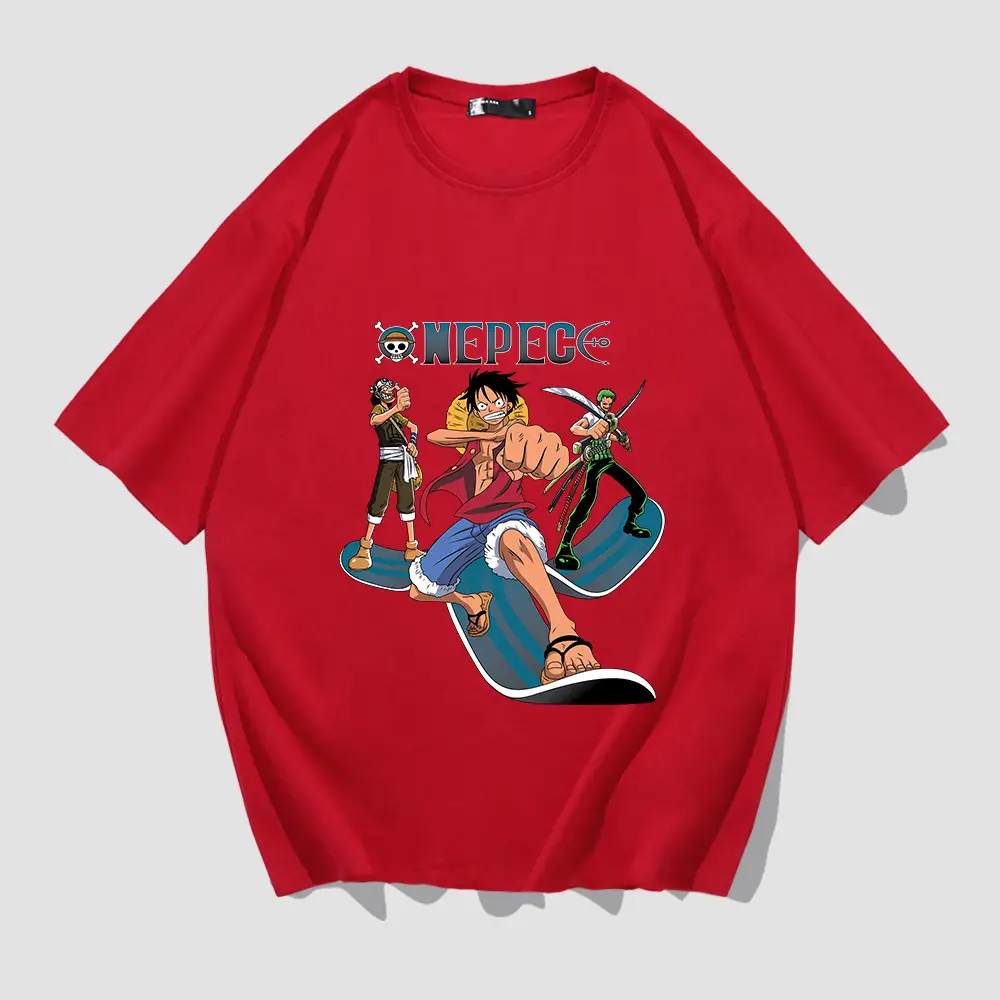Men Anime Printed T-Shirt Red Summer Style - Image 4