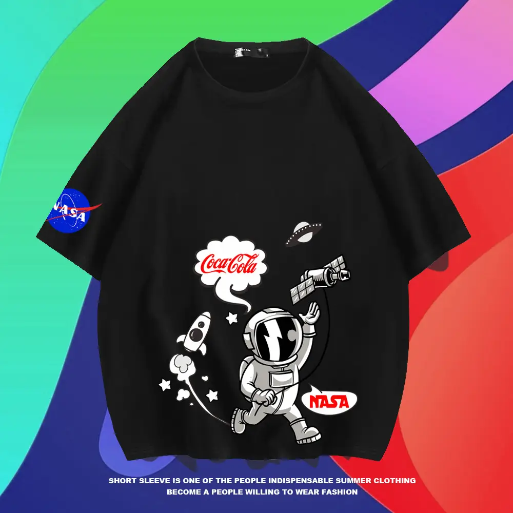 Men NASA Astronaut Joint Half Sleeve T-Shirt Black - Image 8