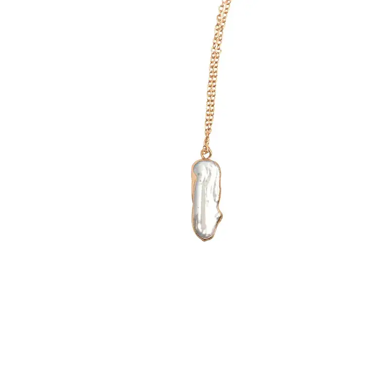 Natural Pearl Pipa Gold Edge Hanging Earrings - Image 6