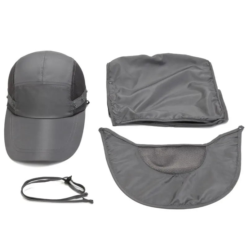 Men Women Anti-Droplet Sun Hat with Face Cover Olive Green - Image 12