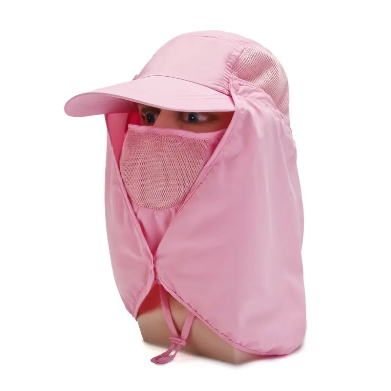 Men Women Anti-Droplet Sun Hat with Face Cover Olive Green - Image 3