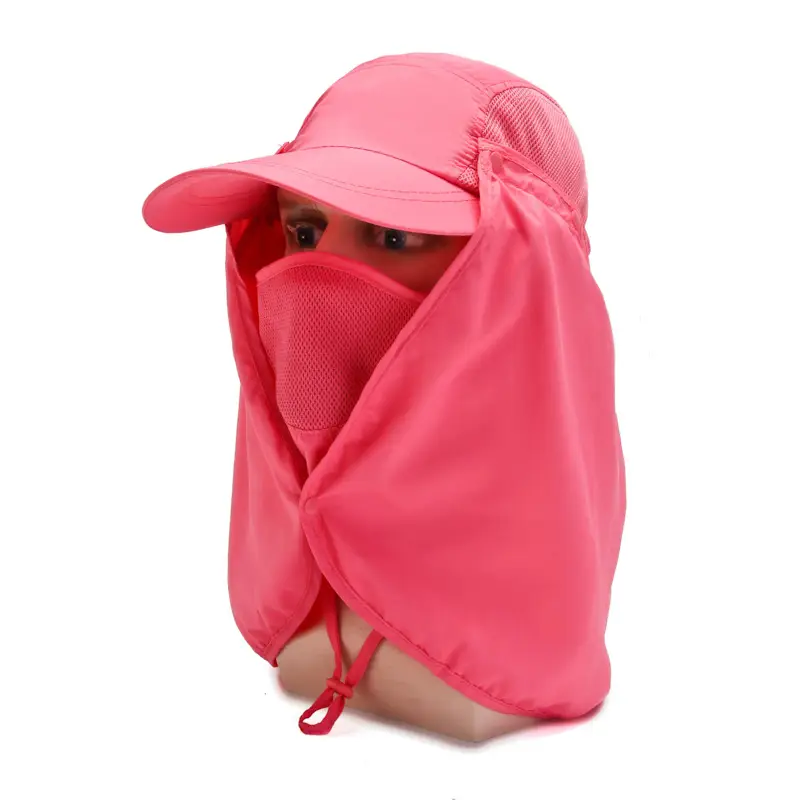 Men Women Anti-Droplet Sun Hat with Face Cover Olive Green - Image 5