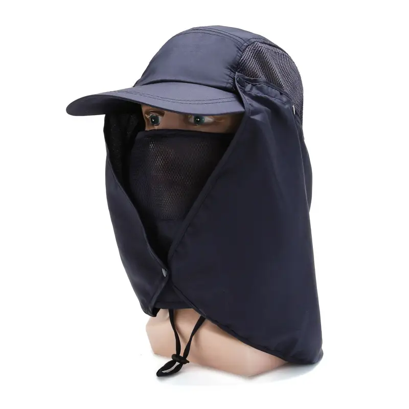 Men Women Anti-Droplet Sun Hat with Face Cover Olive Green - Image 6