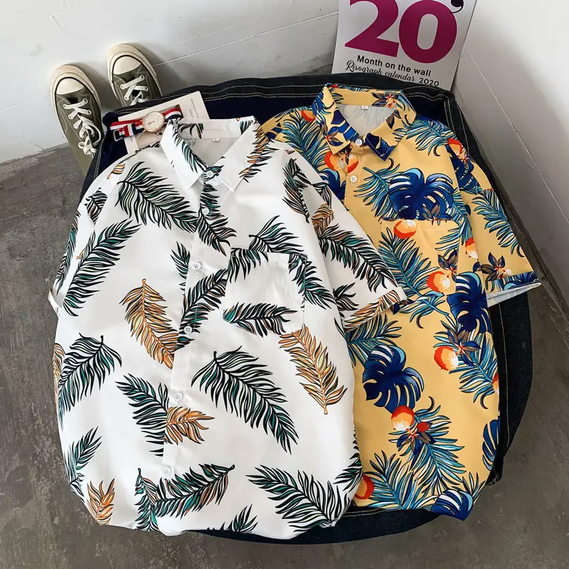 Hawaiian Printed Short Sleeve Shirt Blue Floral Men Women - Image 13