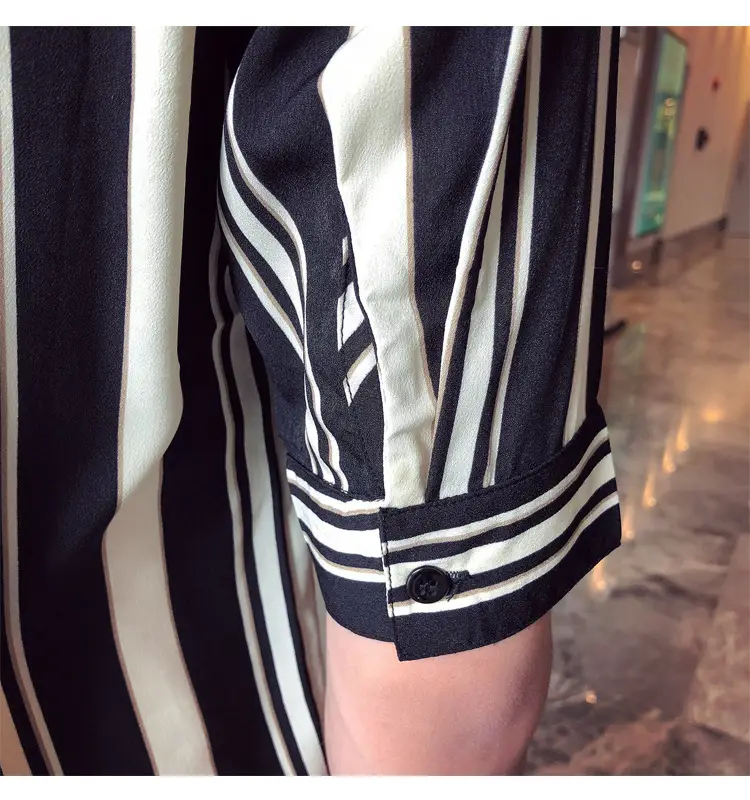 Men Striped Half Sleeve Shirt Korean Style Loose Fit — feature 8