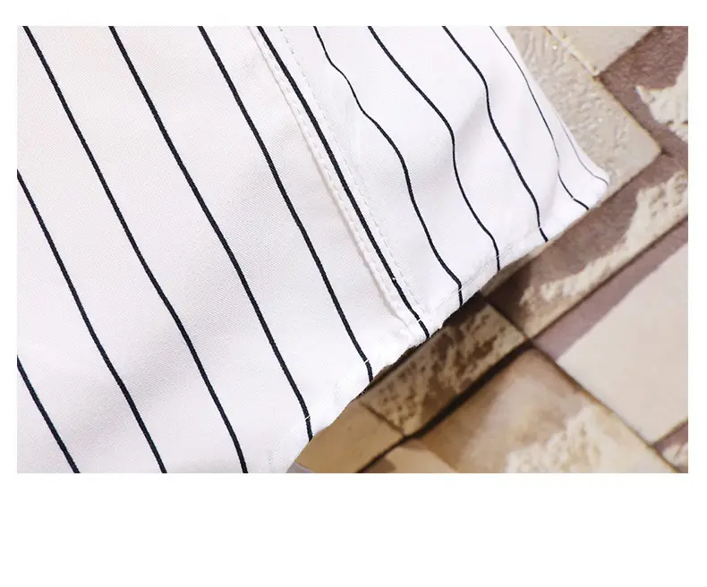 Men Red Striped Mid Sleeve Shirt Korean Style — feature 28