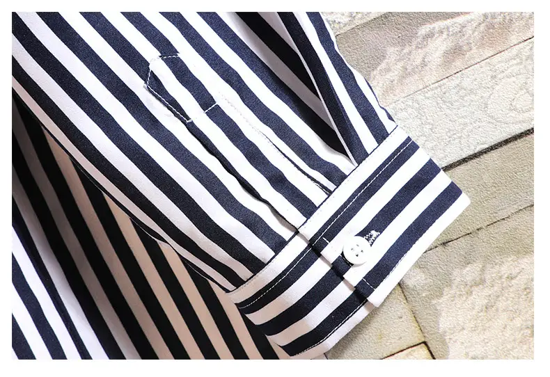 Men Red Striped Mid Sleeve Shirt Korean Style — feature 38