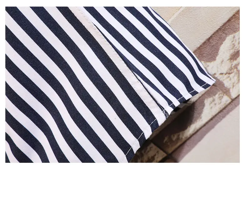 Men Red Striped Mid Sleeve Shirt Korean Style — feature 39