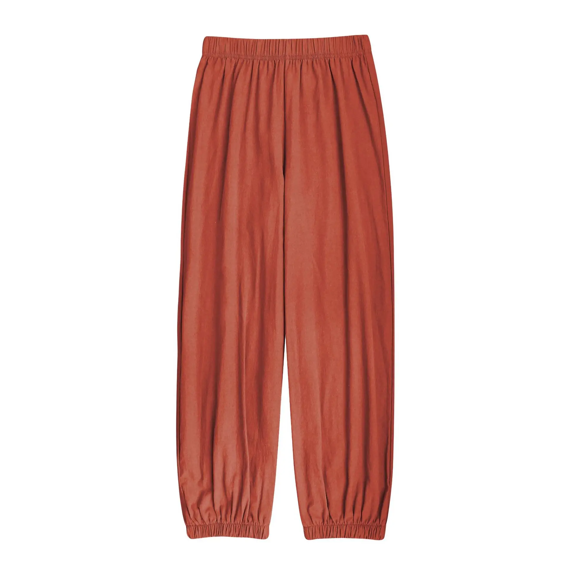 Women Cotton Linen Striped Loose Pants White - Image 3