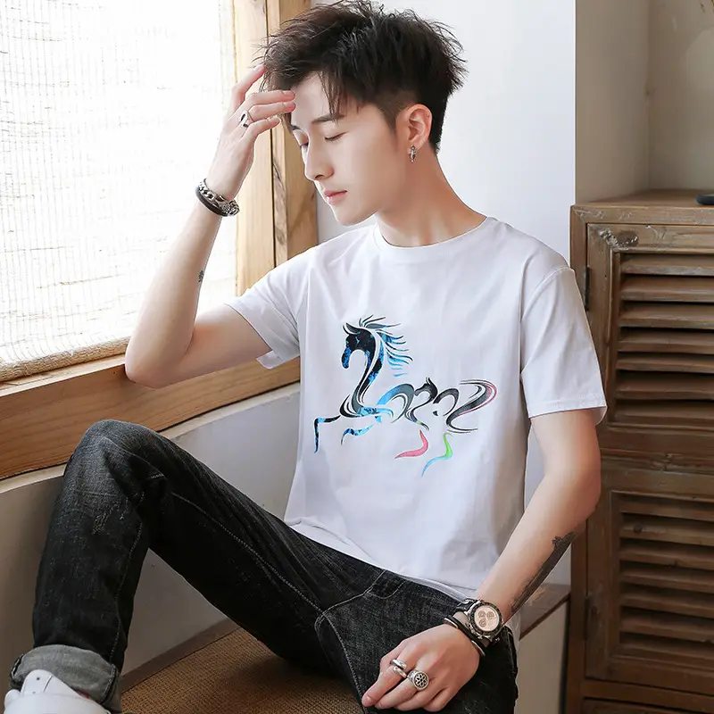 Men White Graphic T-Shirt Large Summer Wear - Image 5