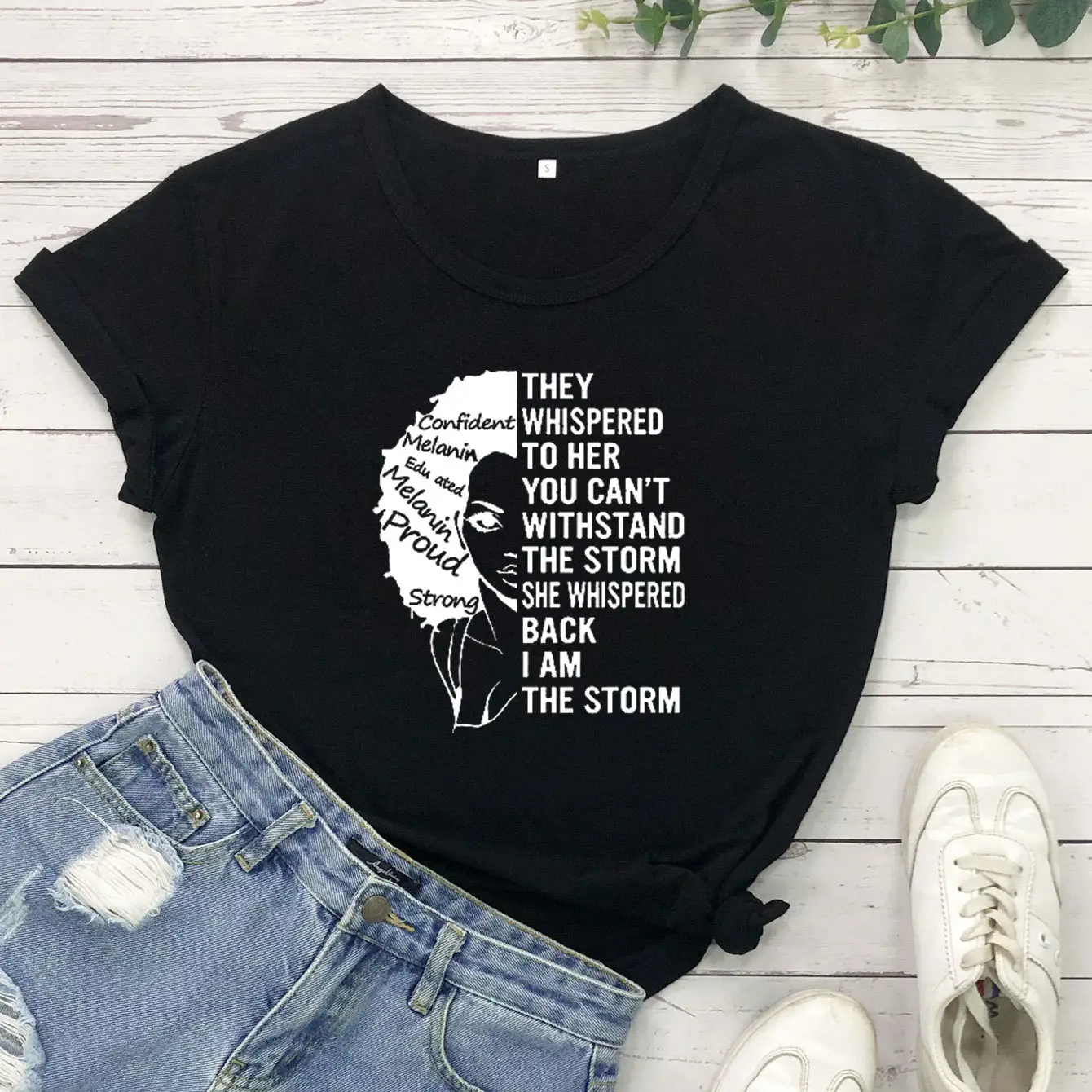 Women Cotton T-Shirt "They Whispered to Her" Design - Image 2