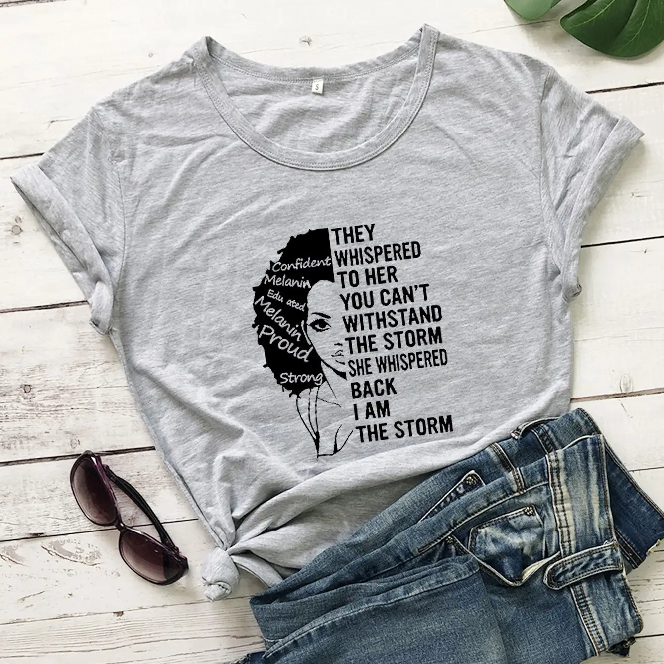 Women Cotton T-Shirt "They Whispered to Her" Design - Image 3