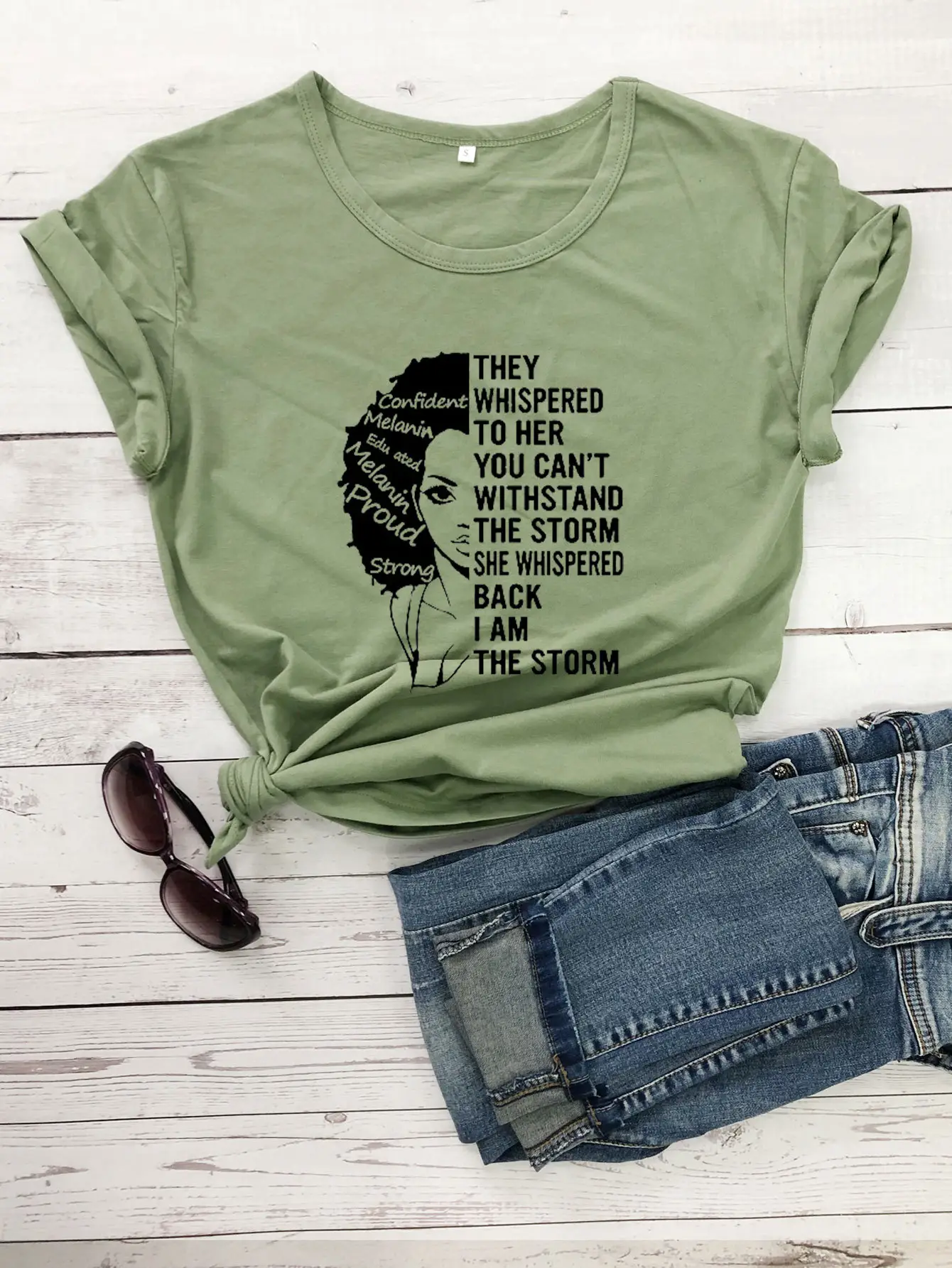 Women Cotton T-Shirt "They Whispered to Her" Design - Image 4