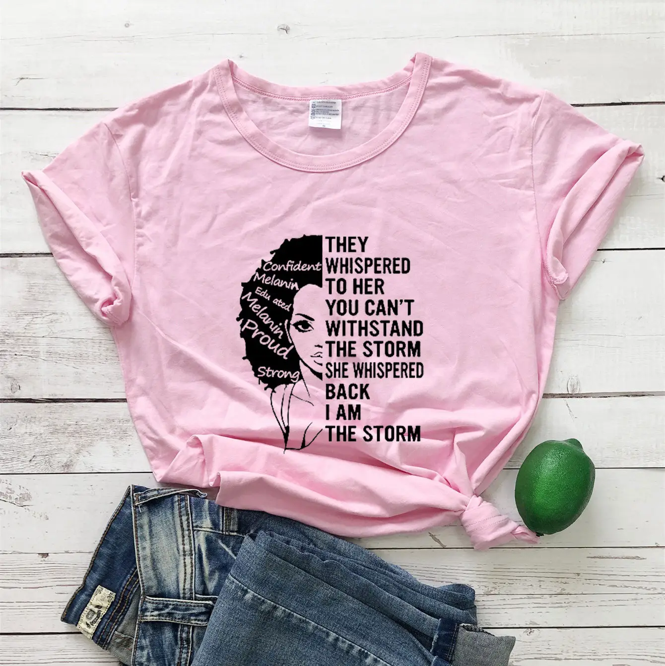 Women Cotton T-Shirt "They Whispered to Her" Design - Image 6
