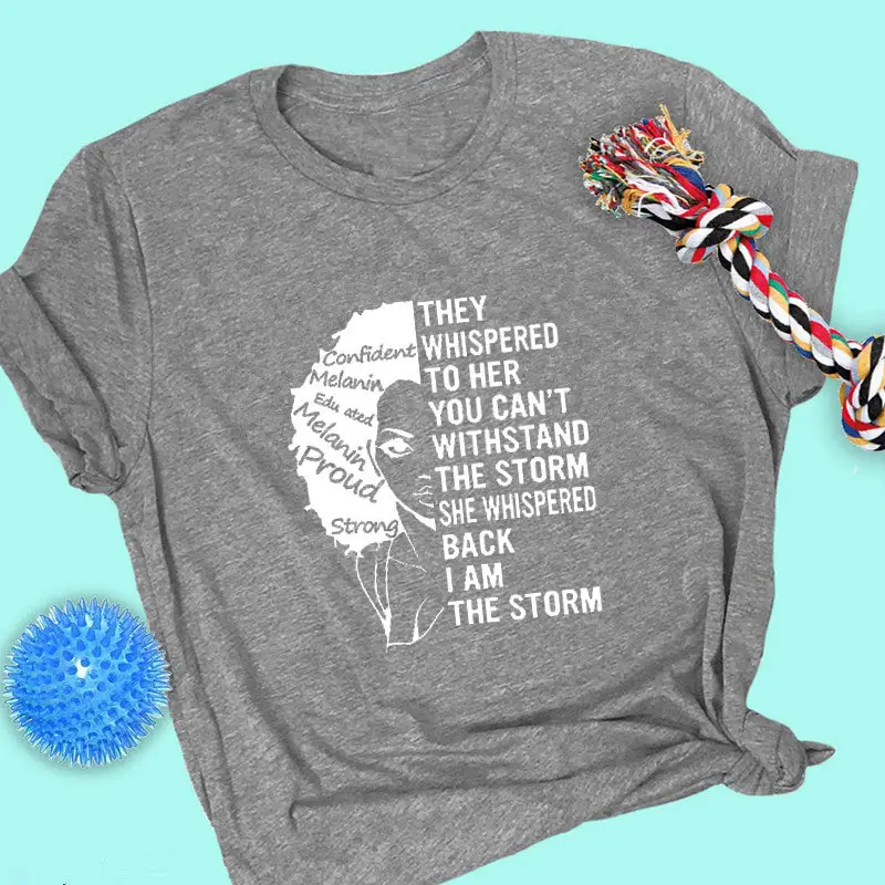 Women Cotton T-Shirt "They Whispered to Her" Design - Image 8