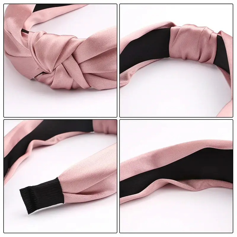 Three-State Retro Satin Hair Band Pink Black Wholesale - Image 3