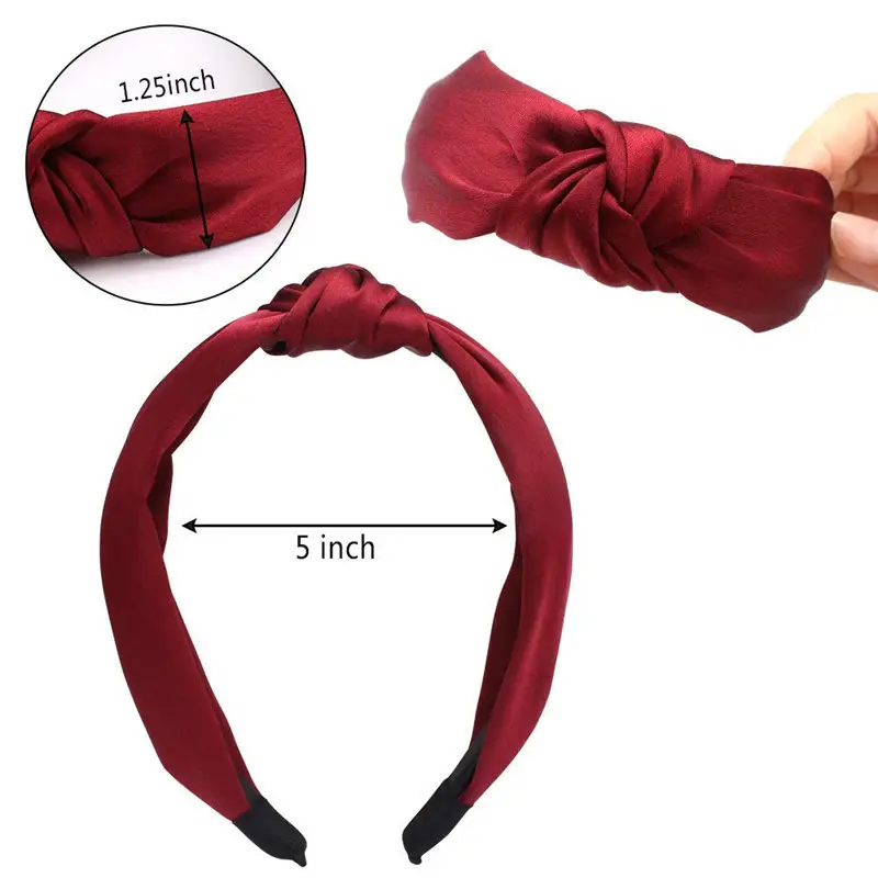 Three-State Retro Satin Hair Band Pink Black Wholesale - Image 4