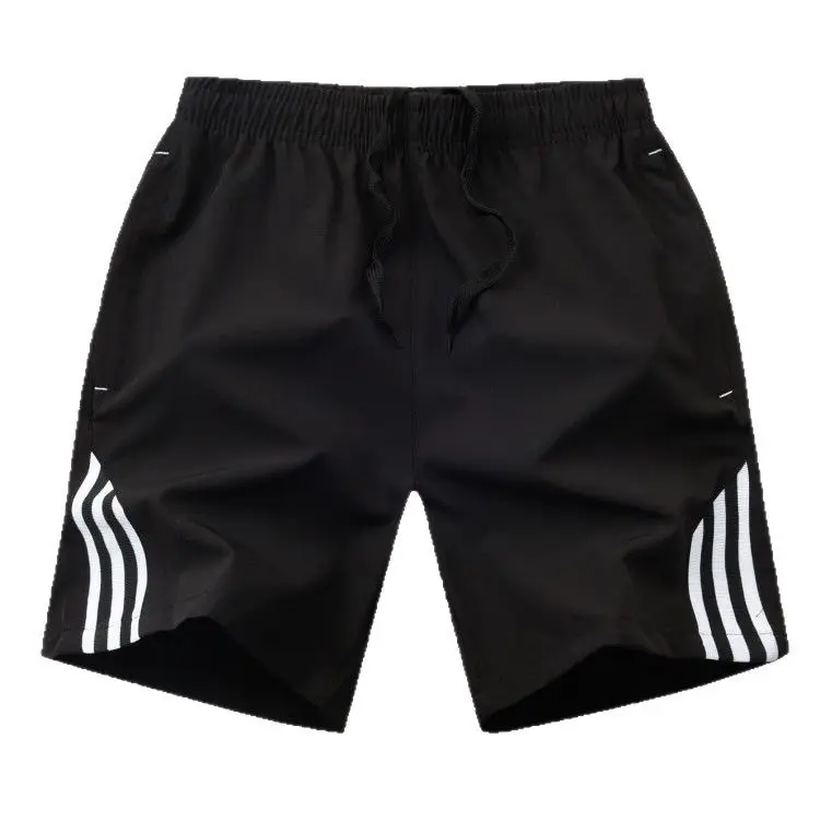 Men Ice Silk Shorts Black Green Stripes Large - Image 9