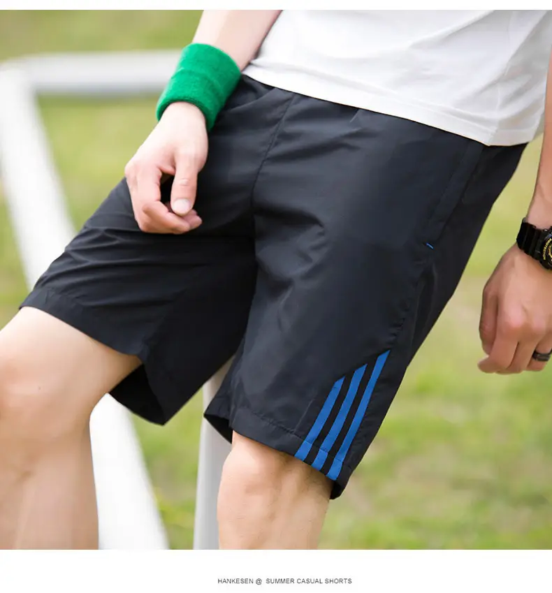 Men Ice Silk Shorts Black Green Stripes Large — feature 12