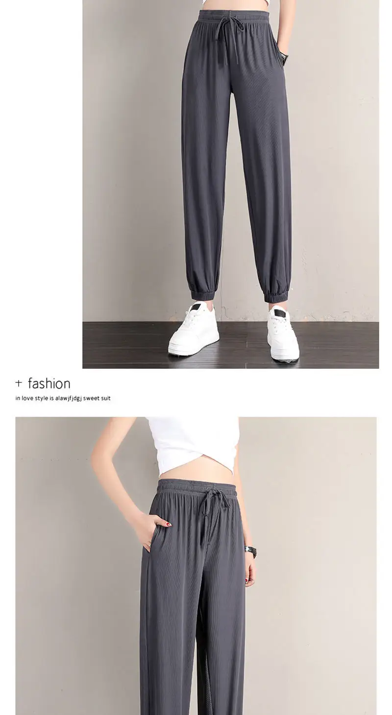 Women Ice Silk Jogger Pants High Waist Loose Summer 2025 — feature 17