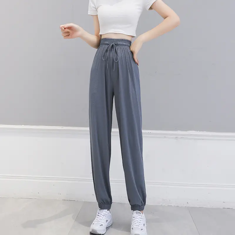 Women Ice Silk Jogger Pants High Waist Loose Summer 2025 - Image 2