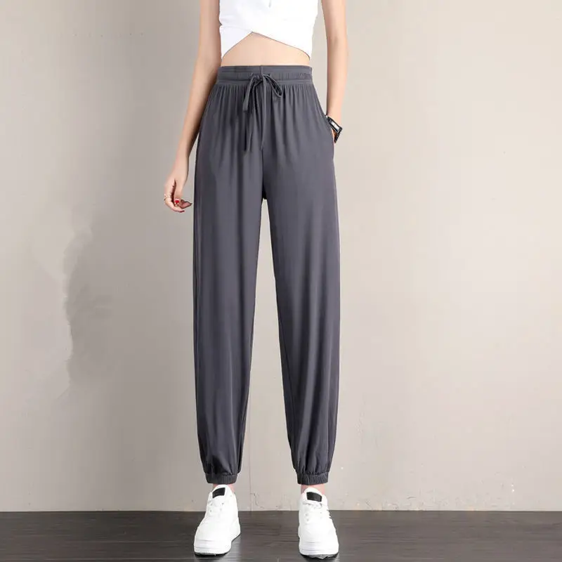 Women Ice Silk Jogger Pants High Waist Loose Summer 2025 - Image 4