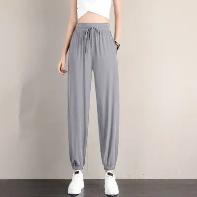 Women Ice Silk Jogger Pants High Waist Loose Summer 2025 - Image 5