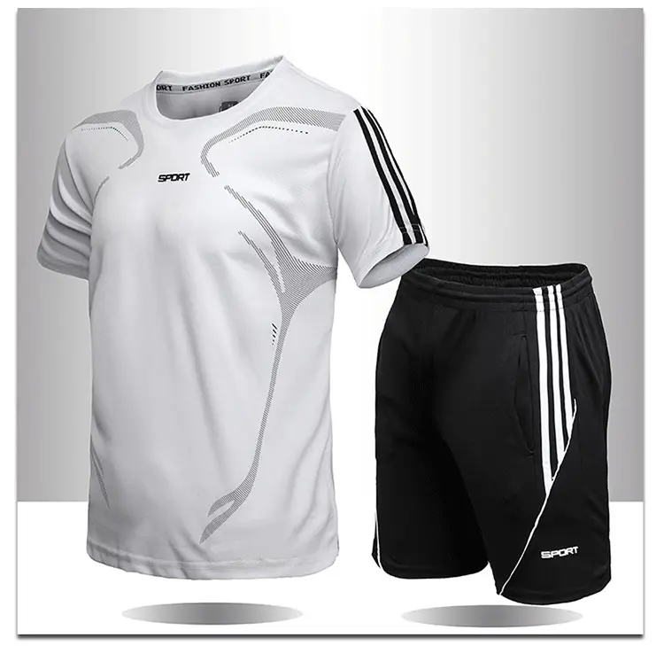Men Running Training Two-Piece Suit White Black — feature 7