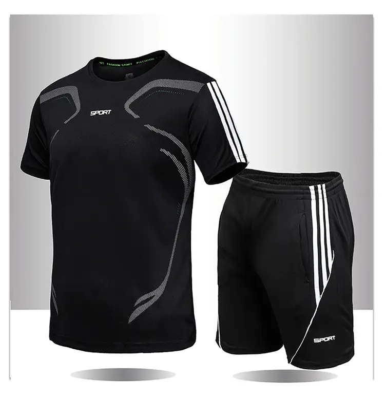 Men Running Training Two-Piece Suit White Black — feature 8