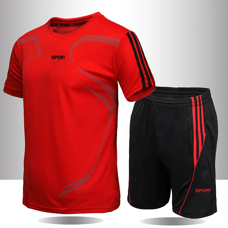 Men Running Training Two-Piece Suit White Black - Image 2