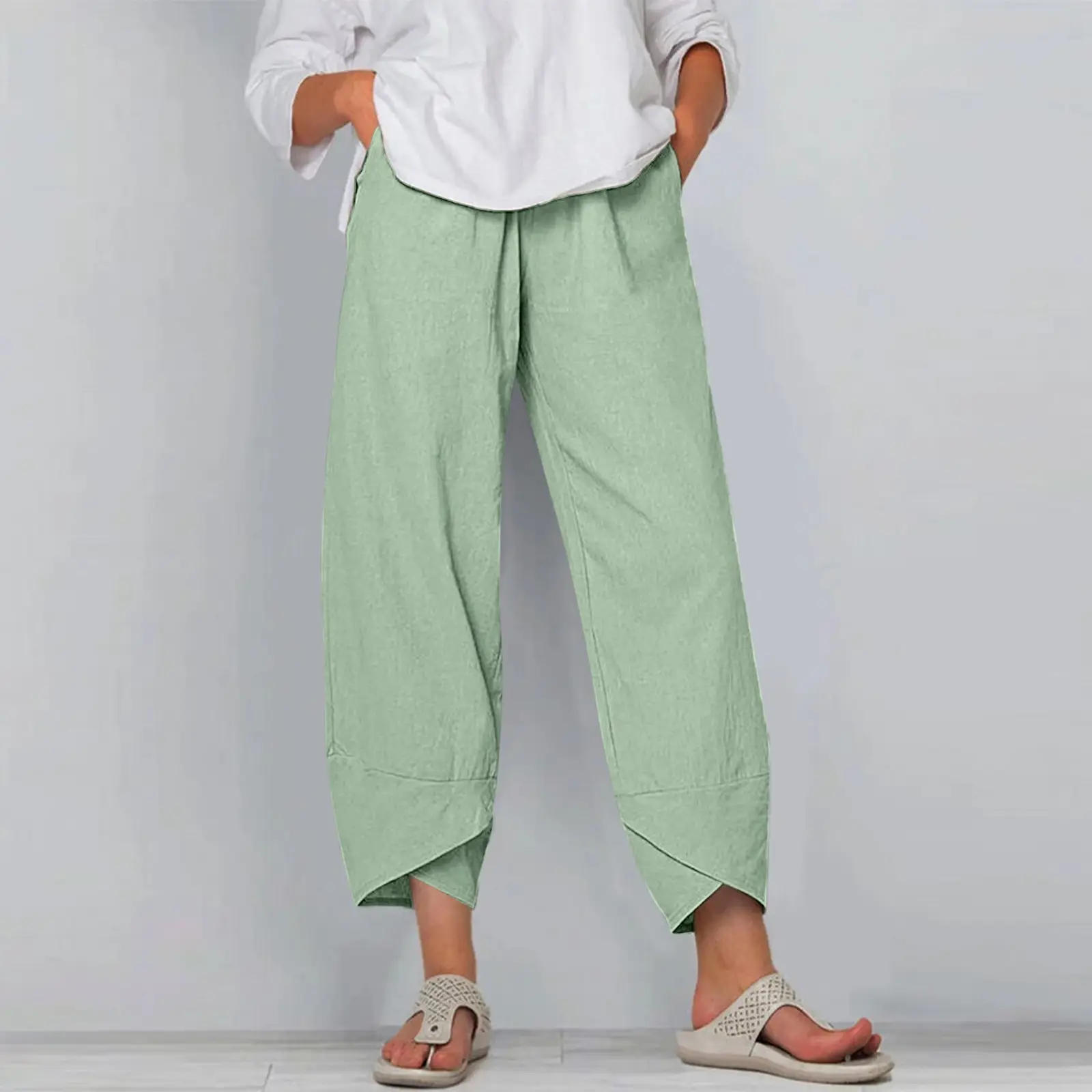 New Cross-Border Nine Point Pants Plus Size Green