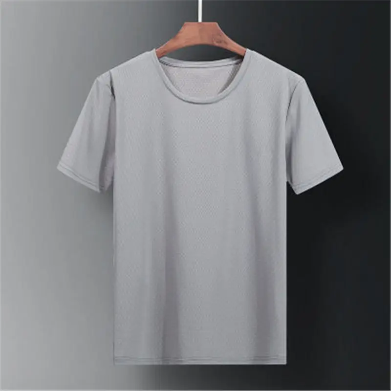 Men White Short Sleeve T-Shirt Ice Silk Mesh 2020 Summer - Image 4