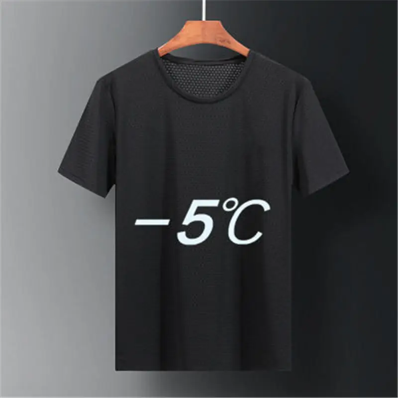 Men White Short Sleeve T-Shirt Ice Silk Mesh 2020 Summer - Image 7