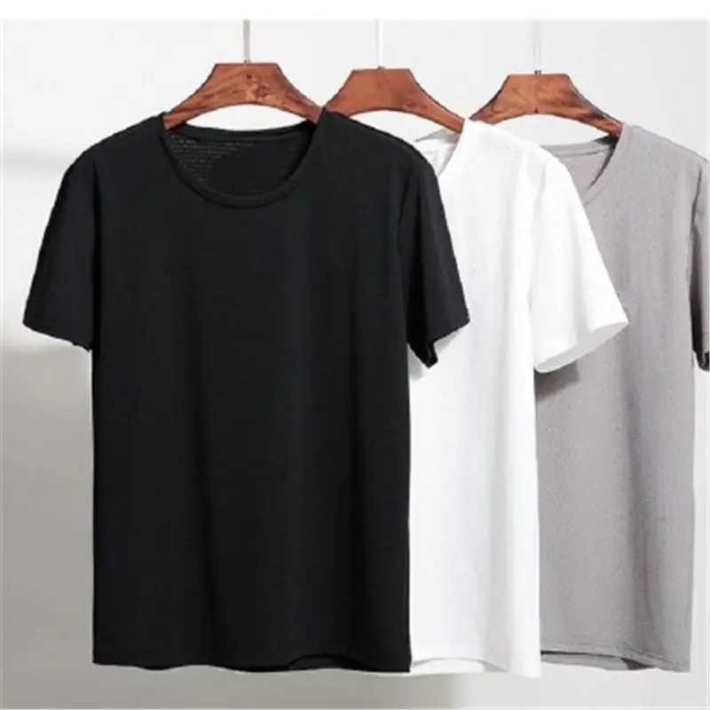 Men White Short Sleeve T-Shirt Ice Silk Mesh 2020 Summer - Image 8