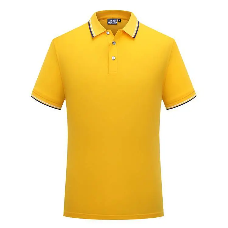 Men Yellow Polo Shirt Short Sleeve Collared Brand - Image 2